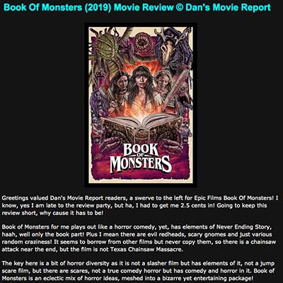 Book Of Monsters (2019) Movie Review © Dan's Movie Report
